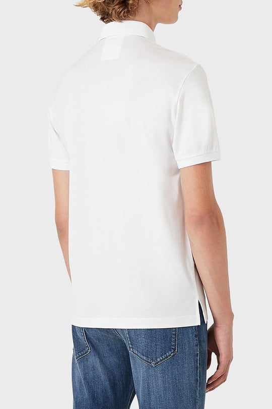 Emporio Armani Emporıo Armani Erkek Pamuklu Jersey Kumaş Marka Logolu Beyaz Polo Yaka T-Shirt 8N1F96 1JUVZ-0100
