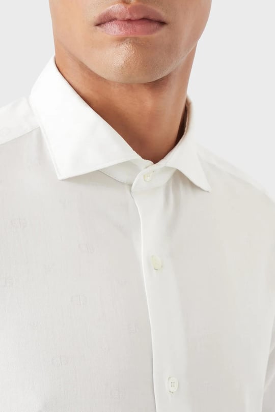 Emporio Armani Emporıo Armani Erkek Pamuklu Uzun Kollu Düğmeli Beyaz Gömlek 6L1C86 1N8JZ-F117