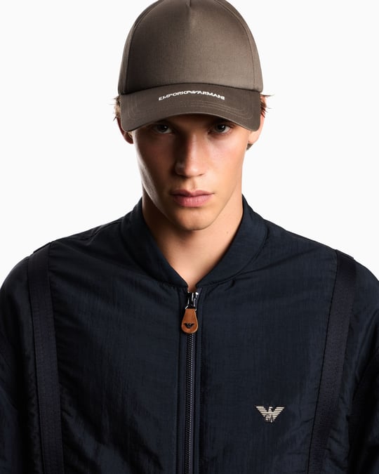 Emporio Armani Emporıo Armani Erkek Pamuklu İşleme Logo Detaylı Kanvas Kahverengi Spor Şapka EM004846 AF23344-M6344