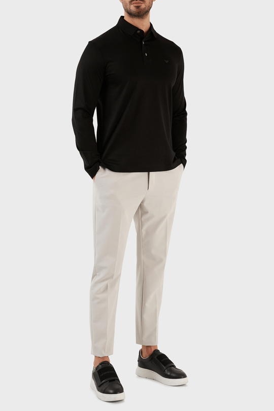 Emporio Armani Emporıo Armani Erkek Polo Yaka Uzun Kollu Pamuklu Rahat Kesim Siyah Polo Yaka T-Shirt 8N1F97 1JUVZ-0999