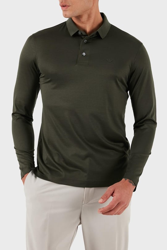 Emporio Armani Emporıo Armani Erkek Polo Yaka Uzun Kollu Pamuklu Rahat Kesim Yeşil Polo Yaka T-Shirt 8N1F97 1JUVZ-U8120