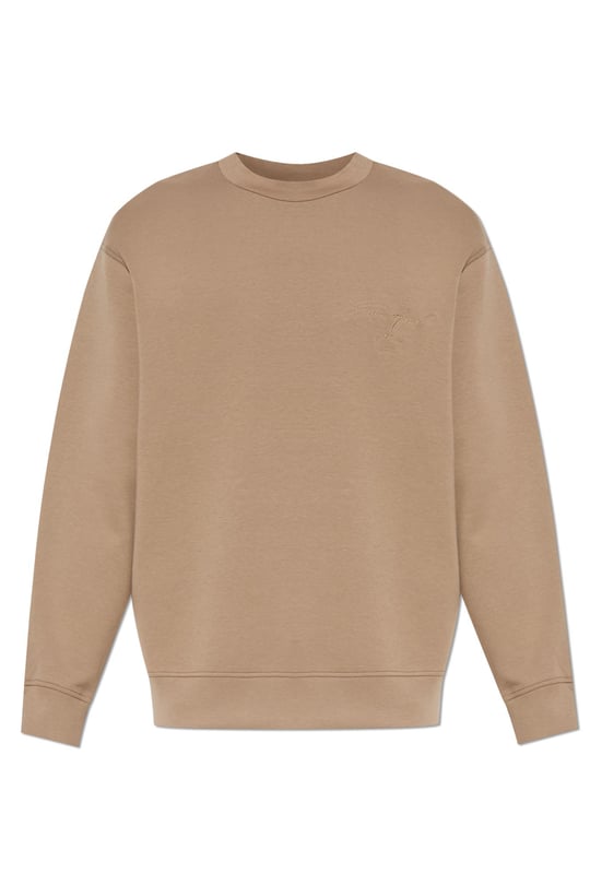 Emporio Armani Emporıo Armani Erkek Rahat Çift Jarse Yuvarlak Yaka Logo İşlemeli Kahverengi Sweatshirt EM002906 AF10013-M6175