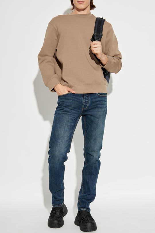 Emporio Armani Emporıo Armani Erkek Rahat Çift Jarse Yuvarlak Yaka Logo İşlemeli Kahverengi Sweatshirt EM002906 AF10013-M6175