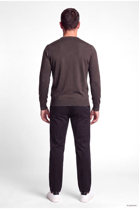 Emporio Armani Emporıo Armani Erkek Regular Fit Pamuklu Bisiklet Yaka Uzun Kollu Kahverengi Kazak EM005803 AF25400-U6029