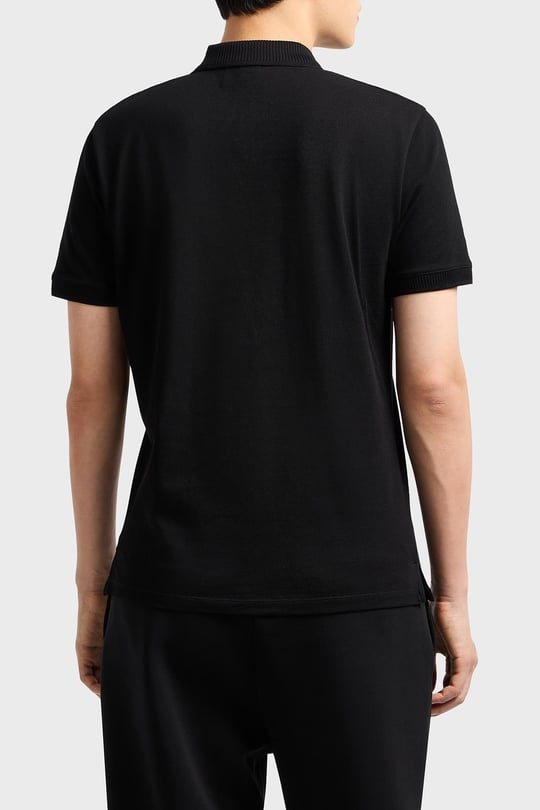 EMPORIO ARMANI Emporıo Armani Erkek Regular Fit Kartal İşlemeli %100 Pamuklu Kısa Kollu Siyah Polo Yaka T-Shirt EM000850 AF12955-UC001