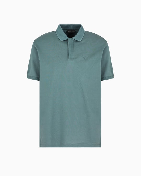 EMPORIO ARMANI Emporıo Armani Erkek Regular Fit Kartal İşlemeli %100 Pamuklu Kısa Kollu Yeşil Polo Yaka T-Shirt EM000850 AF12955-U9083