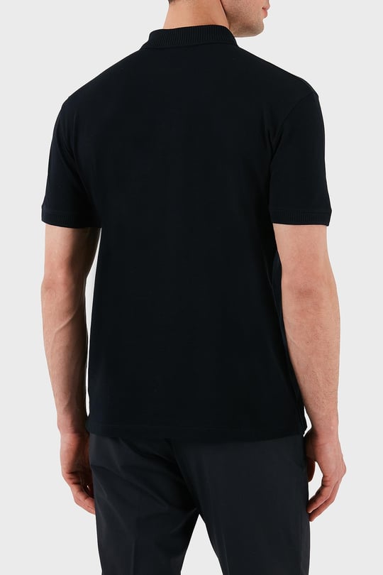 EMPORIO ARMANI Emporıo Armani Erkek Regular Fit Kartal İşlemeli %100 Pamuklu Kısa Kollu Lacivert Polo Yaka T-Shirt EM000850 AF12955-UB118