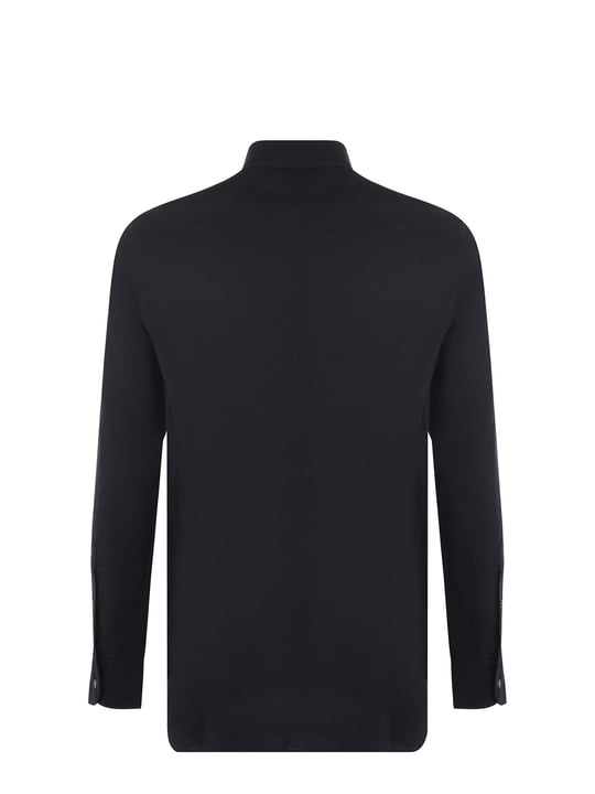 Emporio Armani Emporıo Armani Erkek Relaxed Fit Pamuklu Düğmeli Siyah Gömlek 3L1C86 1N7MZ-0988