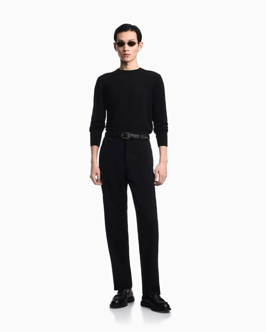 Emporio Armani Emporıo Armani Erkek Regular Fit Pamuklu Bisiklet Yaka Uzun Kollu Siyah Kazak EM005803 AF25400-UC001