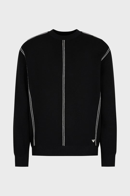 Emporio Armani Emporıo Armani Erkek Regular Fit Pamuklu Bisiklet Yaka Uzun Kollu Siyah Kazak 6R1MX3 1MOZZ-0999