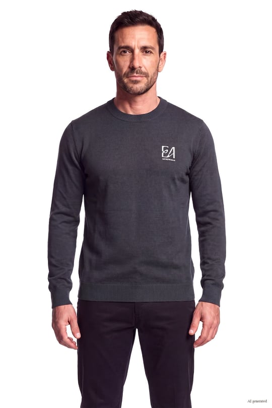 Emporio Armani Emporıo Armani Erkek Regular Fit Yuvarlak Yakalı Logo Desenli Yün İçerikli Uzun Kollu Lacivert Kazak EM006456 AF27941-MB044