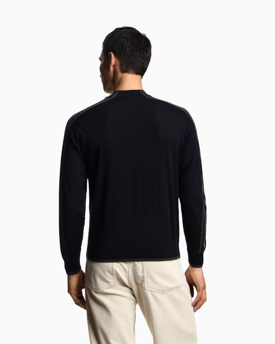 EMPORIO ARMANI Emporıo Armani Erkek Regular Fit Yuvarlak Yakalı Kartal Logolu Uzun Kollu Lacivert Kazak EM002423 AF14199-FB070