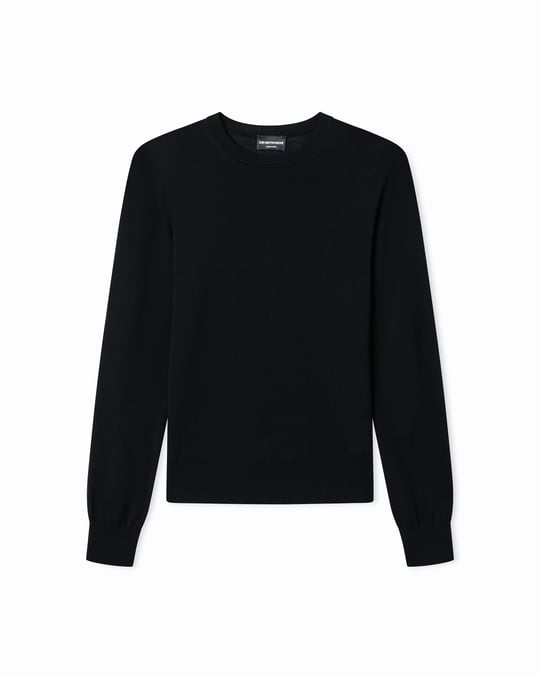 Emporio Armani Emporıo Armani Erkek Regular Fit Pamuklu Bisiklet Yaka Uzun Kollu Siyah Kazak EM005803 AF25400-UC001