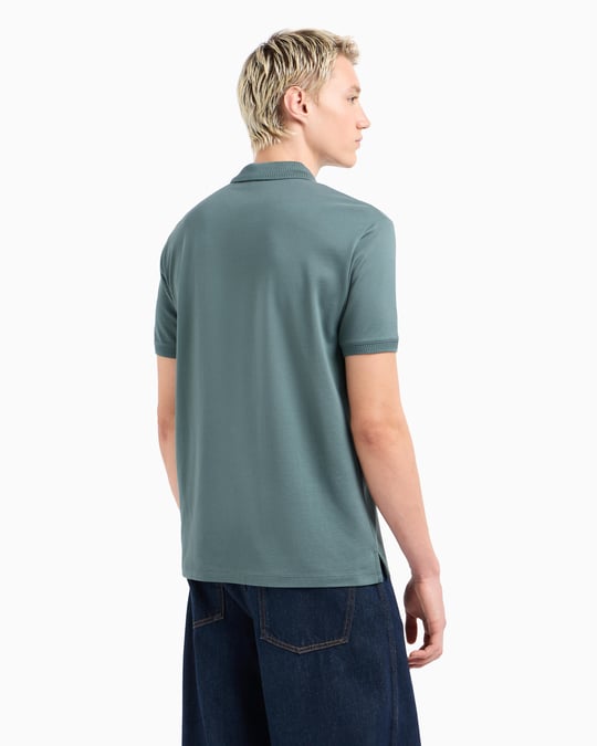EMPORIO ARMANI Emporıo Armani Erkek Regular Fit Kartal İşlemeli %100 Pamuklu Kısa Kollu Yeşil Polo Yaka T-Shirt EM000850 AF12955-U9083