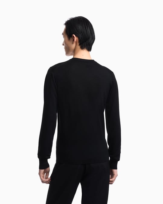 Emporio Armani Emporıo Armani Erkek Regular Fit Pamuklu Bisiklet Yaka Uzun Kollu Siyah Kazak EM005803 AF25400-UC001
