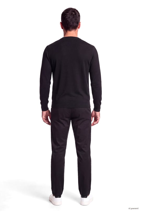 Emporio Armani Emporıo Armani Erkek Regular Fit Yuvarlak Yakalı Logo Desenli Yün İçerikli Uzun Kollu Siyah Kazak EM006456 AF27941-FC113
