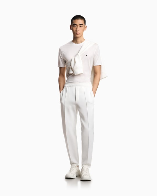 Emporio Armani Emporıo Armani Erkek Regular Fit Pamuklu Normal Bel Düz Paça Beyaz Pantolon EM004542 AF10013-U0003