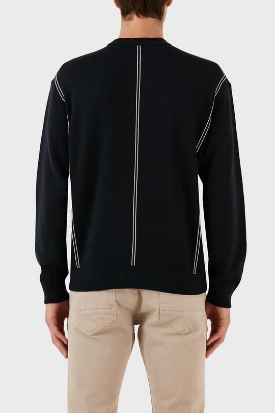 Emporio Armani Emporıo Armani Erkek Regular Fit Pamuklu Bisiklet Yaka Uzun Kollu Lacivert Kazak 6R1MX3 1MOZZ-0920