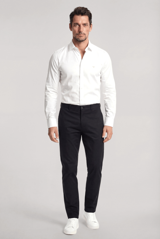 Emporio Armani Emporıo Armani Erkek Regular Fit Kartal Plaka Logolu Uzun Kollu Beyaz Gömlek EM001537 AF13285-U0002