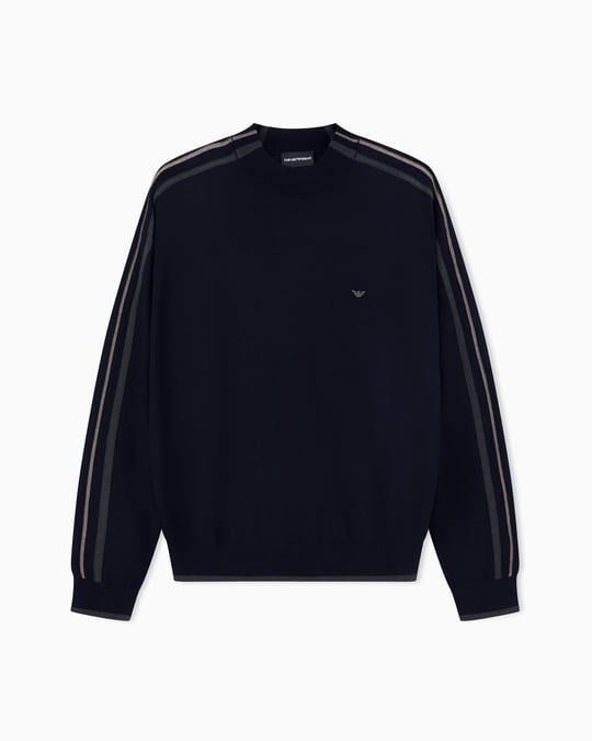 EMPORIO ARMANI Emporıo Armani Erkek Regular Fit Yuvarlak Yakalı Kartal Logolu Uzun Kollu Lacivert Kazak EM002423 AF14199-FB070