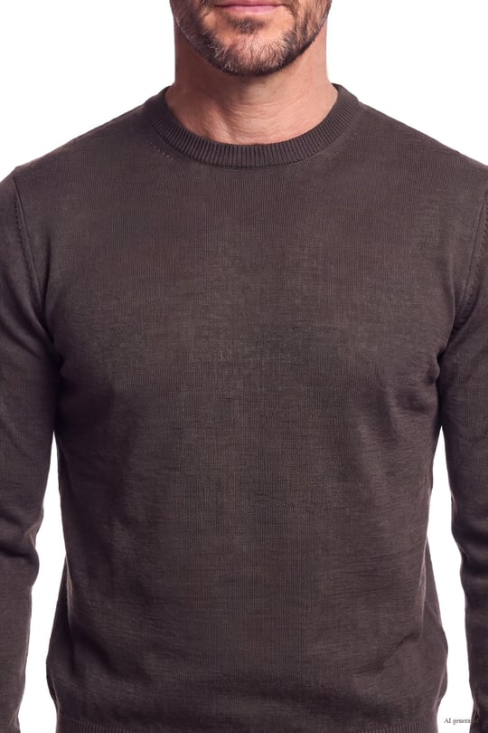 Emporio Armani Emporıo Armani Erkek Regular Fit Pamuklu Bisiklet Yaka Uzun Kollu Kahverengi Kazak EM005803 AF25400-U6029