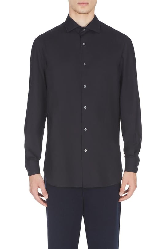 Emporio Armani Emporıo Armani Erkek Relaxed Fit Pamuklu Düğmeli Siyah Gömlek 3L1C86 1N7MZ-0988