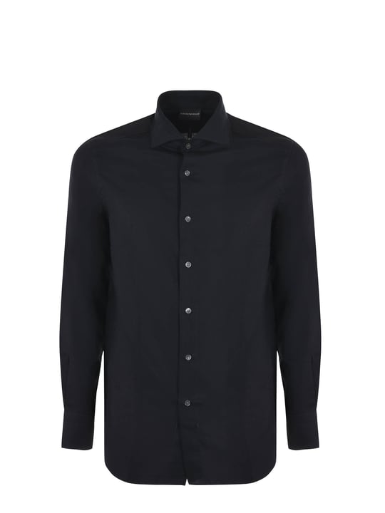 Emporio Armani Emporıo Armani Erkek Relaxed Fit Pamuklu Düğmeli Siyah Gömlek 3L1C86 1N7MZ-0988