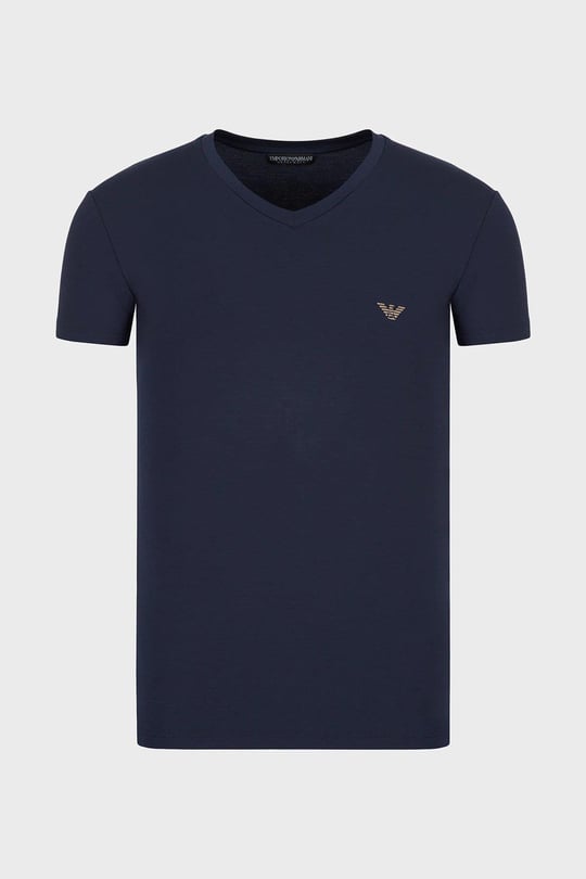 Emporio Armani Emporıo Armani Erkek Slim Fit Kısa Kollu Pamuklu Mavi T-Shirt 110810 2F511-00135