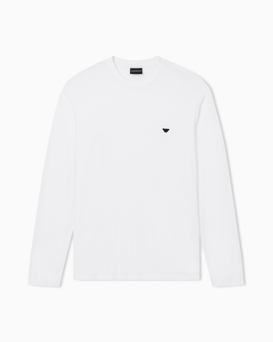 Emporio Armani Emporıo Armani Erkek Slim Fit Bisiklet Yakalı Uzun Kollu Beyaz Sweatshirt EM004591 AF13747-U0003