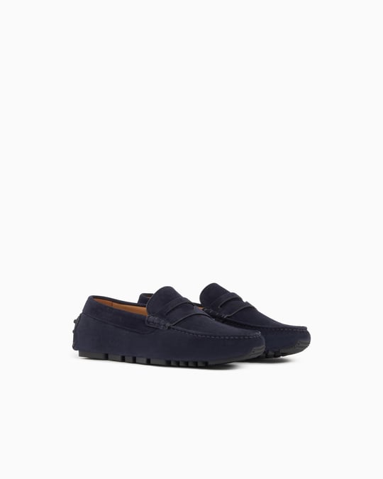 Emporio Armani Emporıo Armani Erkek Süet Deri Bağcıksız Günlük Kullanım Lacivert Ayakkabı EM003731 AF19687-UB117