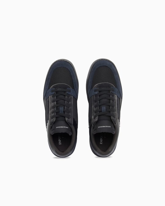 Emporio Armani Emporıo Armani Erkek Süet ve File Detaylı Düşük Bilekli Siyah Sneaker EM004836 AF23155-MZ312
