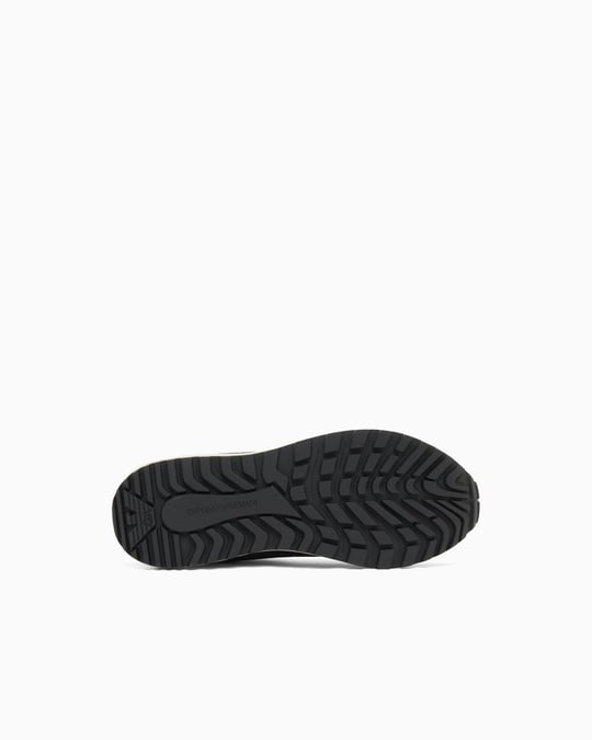Emporio Armani Emporıo Armani Erkek Süet ve File Detaylı Yuvarlak Burunlu Logo İmzalı Lacivert Sneaker EM004839 AF24321-MB617