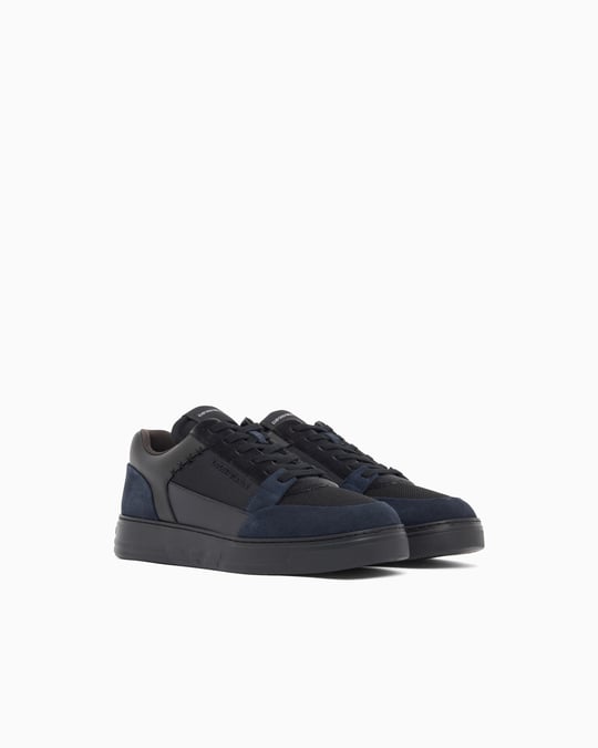 Emporio Armani Emporıo Armani Erkek Süet ve File Detaylı Düşük Bilekli Siyah Sneaker EM004836 AF23155-MZ312