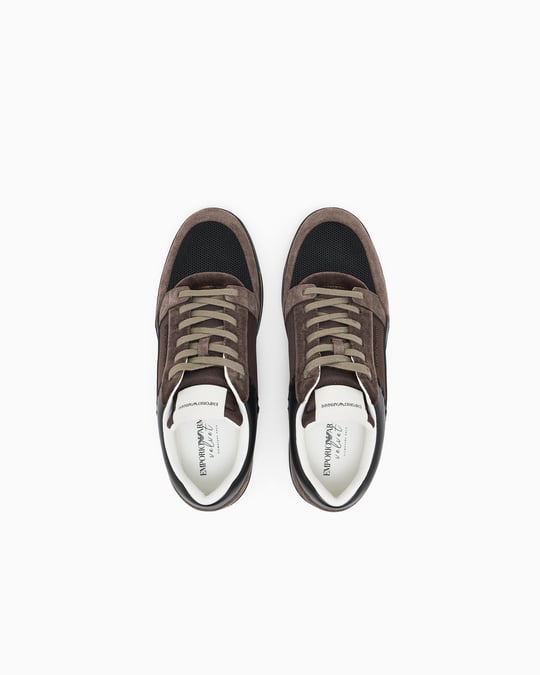Emporio Armani Emporıo Armani Erkek Süet ve File Detaylı Düşük Bilekli Kahverengi Sneaker EM004836 AF23155-M6489