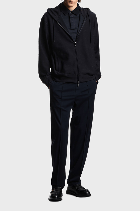 Emporio Armani Emporıo Armani Erkek Yuvarlak Mikro Kartal Desenli Hafif ve Nefes Alabilen Pamuklu Kısa Kollu Lacivert Polo Yaka T-Shirt EM004588 AF10017-UB118