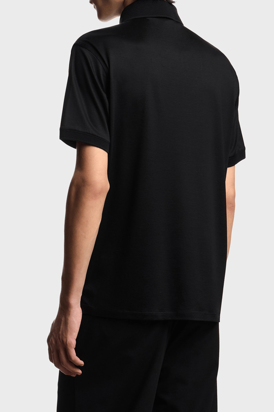 Emporio Armani Emporıo Armani Erkek Yuvarlak Mikro Kartal Desenli Hafif ve Nefes Alabilen Pamuklu Kısa Kollu Siyah Polo Yaka T-Shirt EM004588 AF10017-UC001