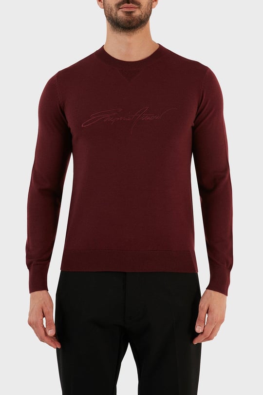 Emporio Armani Emporıo Armani Erkek Yuvarlak Uzun Kollu Günlük Kırmızı Kazak 6L1MXJ 1MBPZ-0397