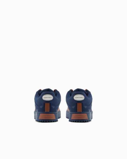 EMPORIO ARMANI Emporıo Armani Erkek Yuvarlak Burun Bağcıklı Kauçuk Taban Deri Lacivert Sneaker EM002849 AF18010-MZ325
