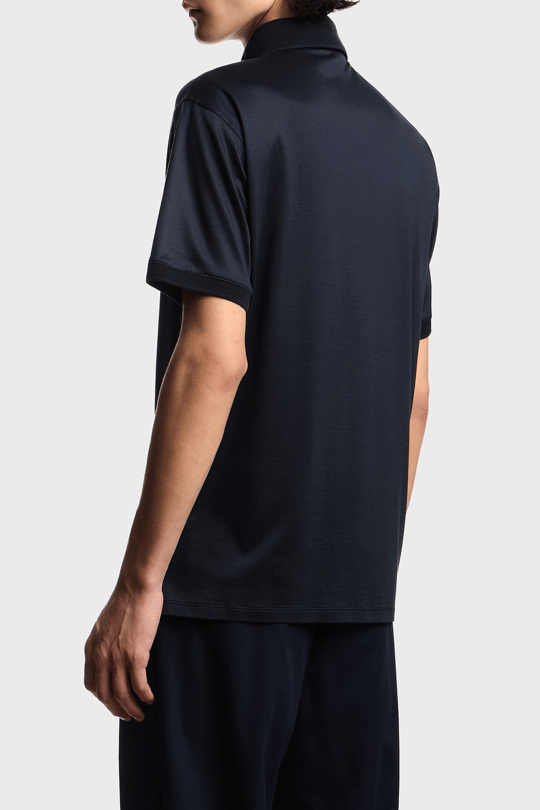 Emporio Armani Emporıo Armani Erkek Yuvarlak Mikro Kartal Desenli Hafif ve Nefes Alabilen Pamuklu Kısa Kollu Lacivert Polo Yaka T-Shirt EM004588 AF10017-UB118