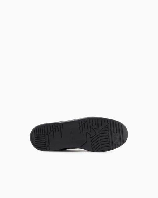 Emporio Armani Emporıo Armani Erkek Yuvarlak Burun Bağcıklı Deri File Detaylı Lacivert Sneaker EM002855 AF18018-MZ312