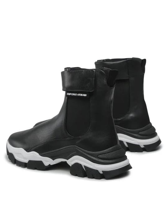Emporio Armani Emporıo Armani Kadın Bağcıklı Logolu Günlük Kullanım Normal Kalıp Siyah Bot & Bootie X3M357 XF683-00002