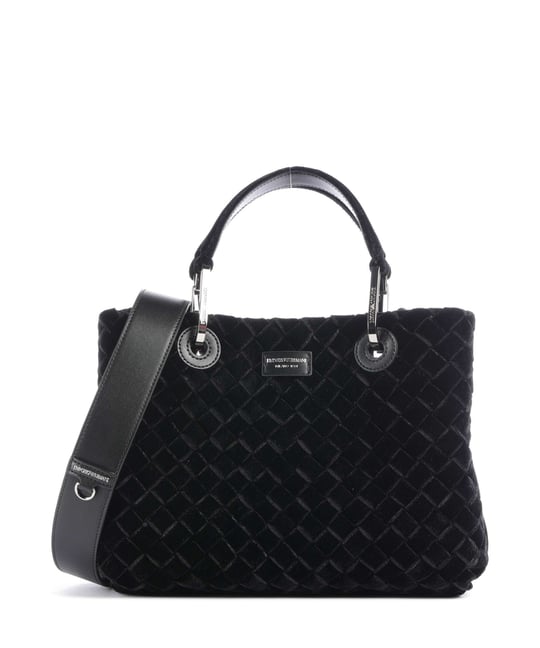 Emporio Armani Emporıo Armani Kadın Çıkarılabilir Omuz Askılı Desenli Kadife Siyah Omuz Çantası EW000361 AF28253-UC001