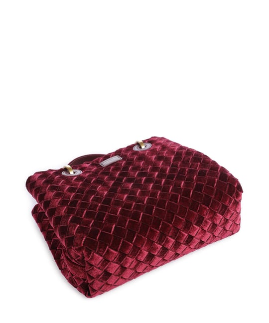 Emporio Armani Emporıo Armani Kadın Çıkarılabilir Omuz Askılı Desenli Kadife Bordo Omuz Çantası EW000361 AF28253-UA318