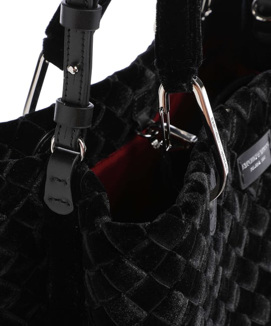 Emporio Armani Emporıo Armani Kadın Çıkarılabilir Omuz Askılı Desenli Kadife Siyah Omuz Çantası EW000361 AF28253-UC001
