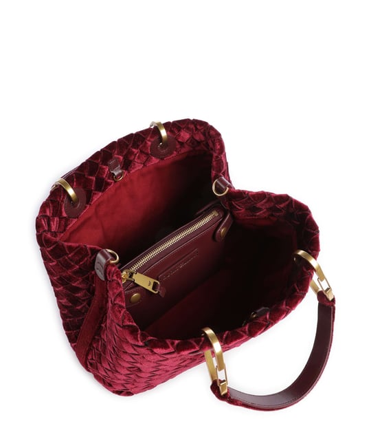 Emporio Armani Emporıo Armani Kadın Çıkarılabilir Omuz Askılı Desenli Kadife Bordo Omuz Çantası EW000361 AF28253-UA318