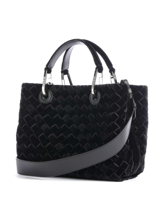 Emporio Armani Emporıo Armani Kadın Çıkarılabilir Omuz Askılı Desenli Kadife Siyah Omuz Çantası EW000361 AF28253-UC001