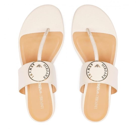 Emporio Armani Emporıo Armani Kadın İnce Tabanlı Parmak Arası Bej Sandalet X3Q078 XF636-BEJ