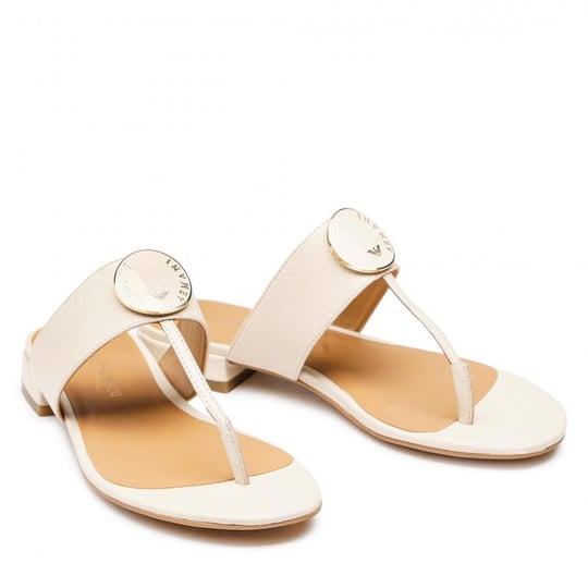 Emporio Armani Emporıo Armani Kadın İnce Tabanlı Parmak Arası Bej Sandalet X3Q078 XF636-BEJ