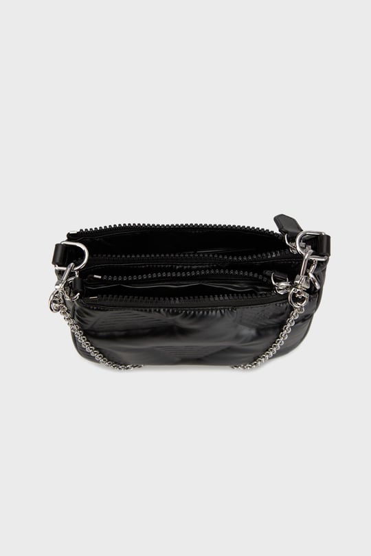 Emporio Armani Emporıo Armani Kadın Logolu Deri Fermuarlı Günlük Kullanım Siyah Çanta Y3H317 YVZ8X-80001