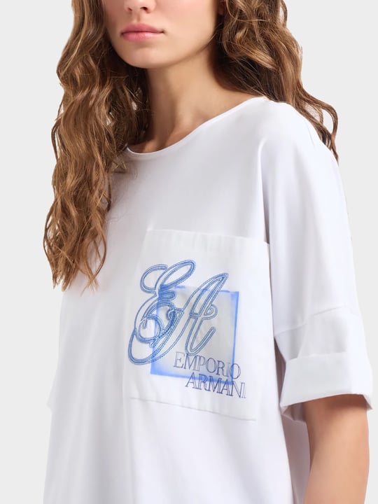 Emporio Armani Emporıo Armani Kadın Marka Logolu Kısa Kol Yuvarlak Yaka Beyaz T-Shirt 3D2M7X 2JJKZ-0100